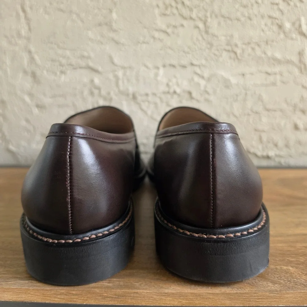 J. Fenestrier Paris Darior Brown Leather Loafers Mens 11.5 E Wide Softanil Cafe